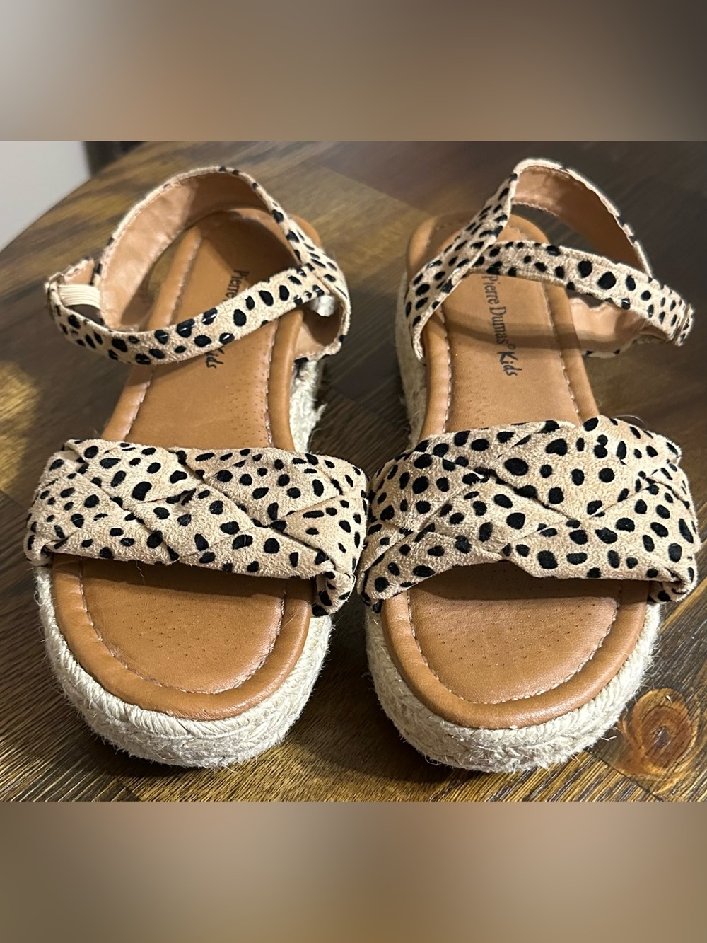 Leopard Print Espadrille Platform Sandals - Beige/Black